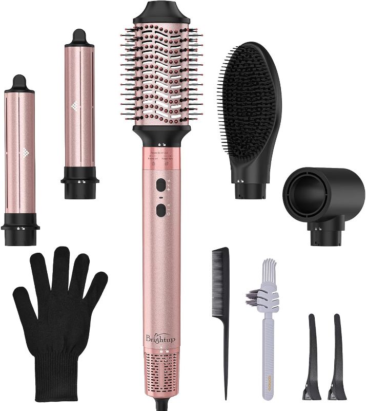 Photo 1 of Brightup Hair Dryer Brush with 110,000 RPM High-Speed Negative Ionic Blow Dryer, Automatic Curling Iron, 5 in 1 Professional Hot Air Styler for Fast Drying Curling Volumizing Straightening & Styling
