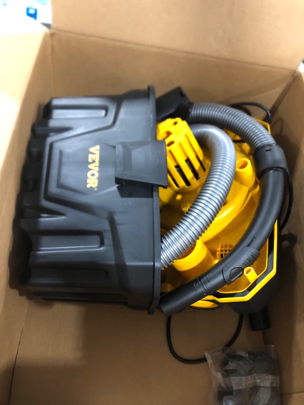 Photo 1 of VEVOR Wet Dry Vac, 4 Gallon, 5 Peak HP, 3 in 1 Shop Vacuum with Blowing Function Portable Attachments to Clean Floor, Upholstery, Gap, Car, ETL Listed, Black/Yellow