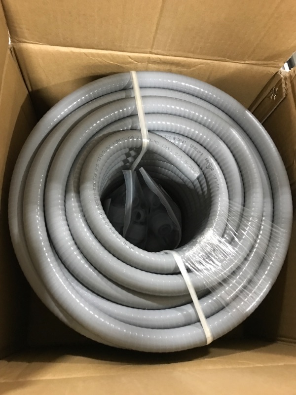 Photo 2 of Neorexon Liquid-Tight Conduit 100 ft and 10 Pieces of Connector Kit, Electrical Conduit 1/2 100ft, Flexible Conduit with 5 Straight and 5 90-Degree Conduit Connector Fittings 1/2inch 100ft