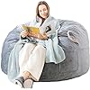Photo 1 of [Removable Outer Cover 3 ft Bean Bag Chair Filled with Memory Foam,Bean Bag Chairs for Adults with Filling,Soft Velvet Fabric,Round Bean Bag Sofa for Teens,Machine Washable,3 Foot,Dark Gray