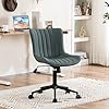 Photo 1 of YOUNIKE Office Chair Swivel Desk Chair with Wheels Upholstered Faux Leather Height Adjustable Computer Task Chair Modern Rolling Armless Ergonomic Backrest, Greyish Green