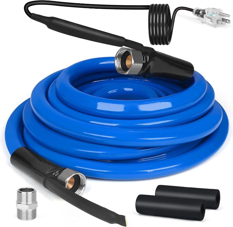 Photo 1 of 25FT Heated Water Hose for RV,Heated Drinking Water Hose with Thermostat,Lead and BPA Free,1/2"Inner Diameter,Temperatures Down to -40°F Self-Regulating,Blue Appearance (25FT)
