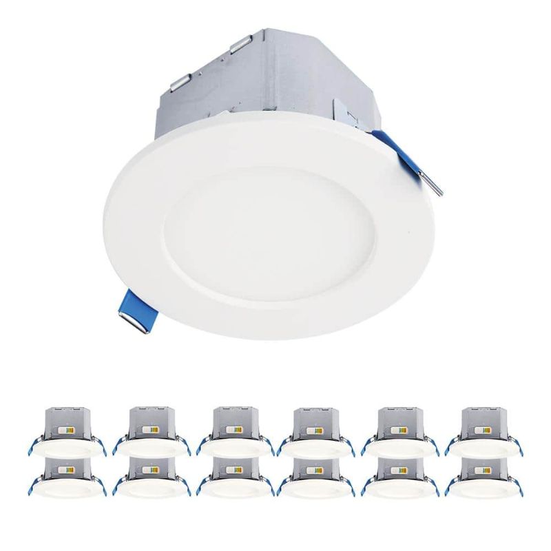 Photo 1 of HALO CJB 4 in. 2-in-1 Installation LED Downlight with Attached JBOX, 5CCT, 600 Lumens, 60-Watt Equivalent, (12-Pack)
