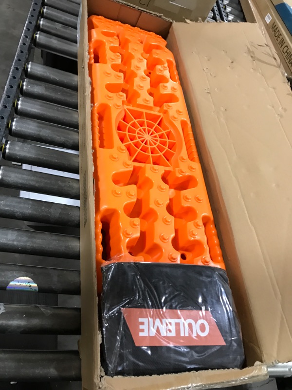 Photo 2 of OULEME Off-Road Traction Boards with Jack Lift Base, Recovery Board Ramps for Sand, Mud, and Snow Tracks - Tire Traction Pads for RV Truck Jeep SUV (Orange)