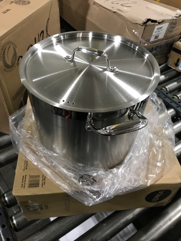 Photo 2 of 12-Quart Stainless Steel Stockpot - 18/8 Food Grade Heavy Duty Large Stock Pot for Stew, Simmering, Soup, Includes Lid, Dishwasher Safe, Works w/ Induction, Ceramic & Halogen Cooktops 12 Quart