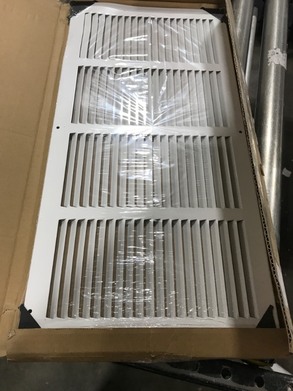 Photo 2 of 24"w X 12"h Steel Return Air Grilles - Sidewall and Ceiling - HVAC Duct Cover - White [Outer Dimensions: 25.75"w X 13.75"h]
