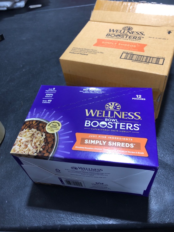 Photo 2 of Wellness CORE Simply Shreds Natural Grain Free Wet Dog Food Mixer, Chicken, Beef & Carrots, 2.8 oz. Pouch (12 Nos) + Simply Shreds Wet Dog Food Topper, Chicken Liver & Broccoli, 2.8 oz. Pouch (12 Nos) Beef + Chicken Bundle 2.8 Ounce (Pack of 24)
EXP 09/24