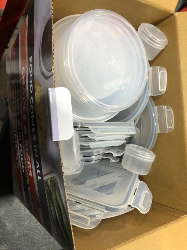 Photo 2 of 52 Pcs Food Storage Containers with Lids Airtight-34 OZ to 1.2 OZ(26 Containers & 26 Lids) 100% Leakproof Plastic Meal-Prep Food Containers Reusable-Microwave and Dishwasher Safe with Labels & Marker Rectangular, Round, Square- 52 Pcs