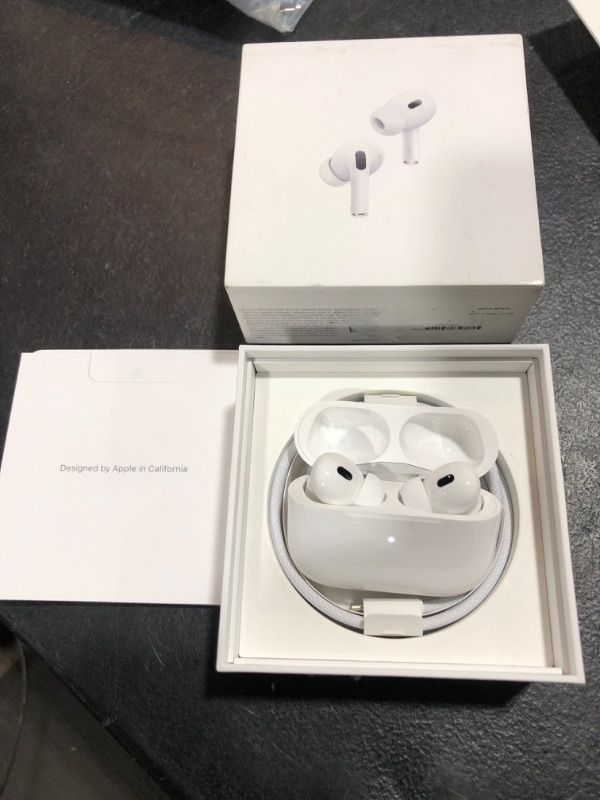 Photo 2 of Apple AirPods Pro (2nd Generation) Wireless Ear Buds with USB-C Charging, Up to 2X More Active Noise Cancelling Bluetooth Headphones, Transparency Mode, Adaptive Audio, Personalized Spatial Audio