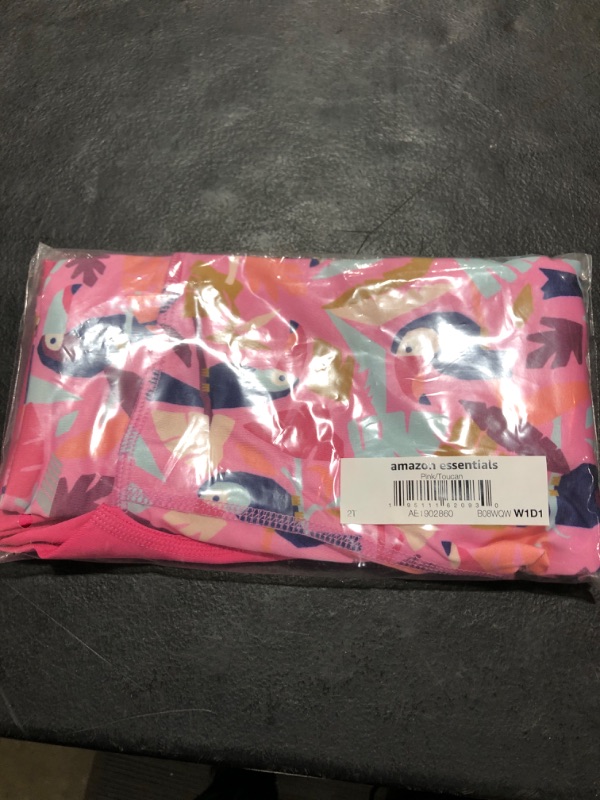 Photo 2 of Amazon Essentials Girls and Toddlers' Full-Length Active Leggings, Multipacks 2 Pink Toucan 2T