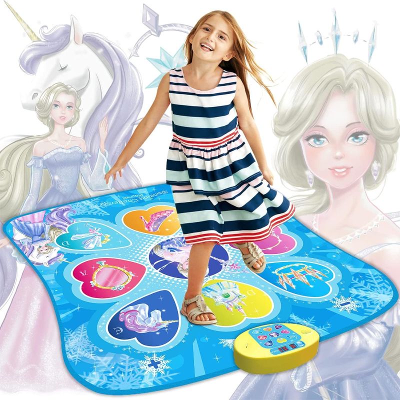 Photo 1 of Dance Mat Toys for Kids|Dance Game Toys Gift | Dance Mat with Built-in Music | LED Lights | 3 Modes | 8 Challenge Levels | Christmas Birthday Gifts -Blue