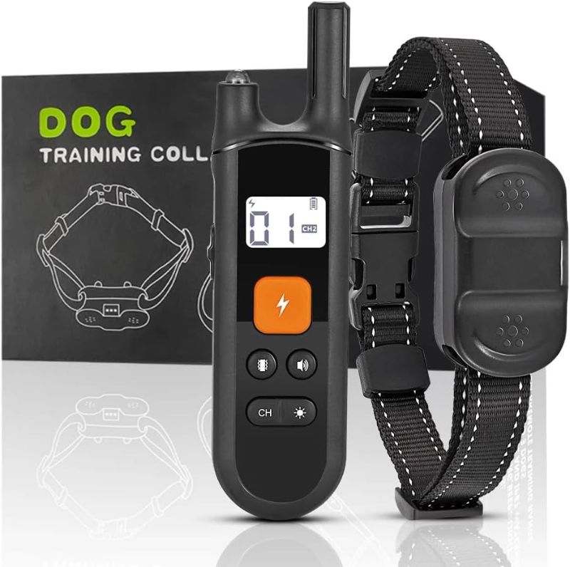 Photo 1 of 2 in 1 Dog Shock Collar with Remote Anti Barking Training Collar USB Chargeable LCD Screen 4 Modes Shock 0-99 Levels Vibration 1-3 Levels LED Light Dogs Waterproof 2600 Feet Range Bark Collor 