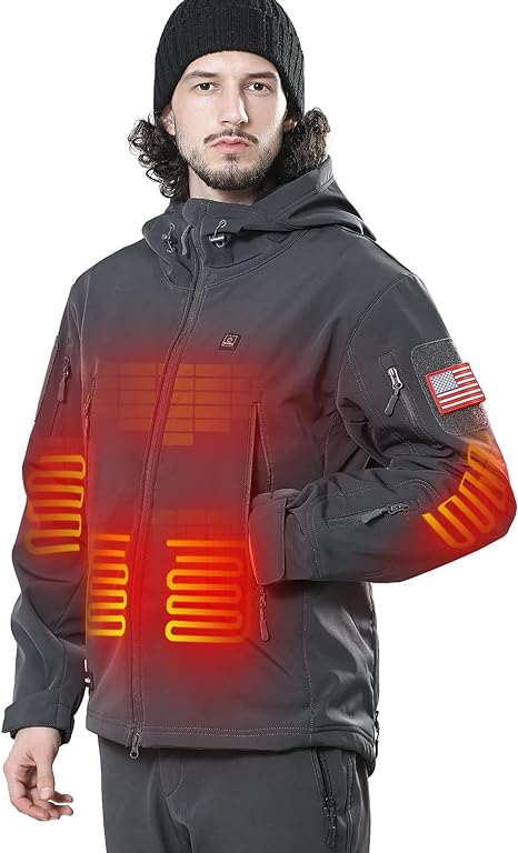 Photo 1 of DEWBU Heated Jacket for Men with 12V Battery Pack Winter Outdoor Soft Shell Electric Heating Coat Size L 