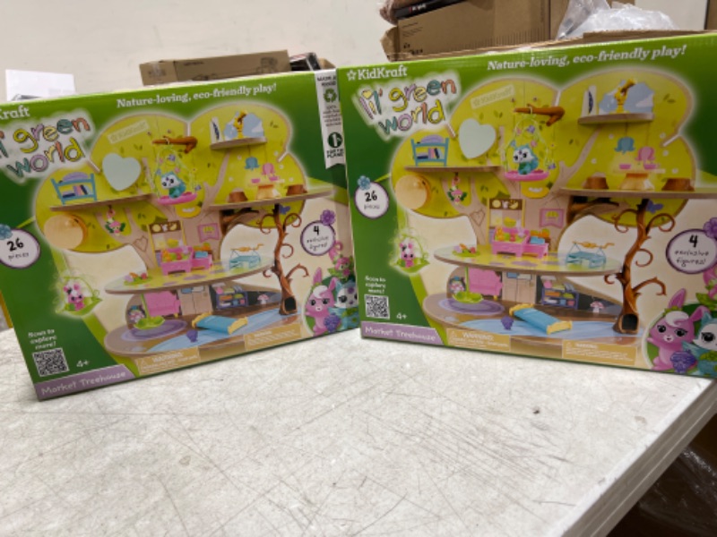 Photo 3 of 2 packs of KidKraft Lil Green World Wooden Market Treehouse Play Set with 26 Accessories