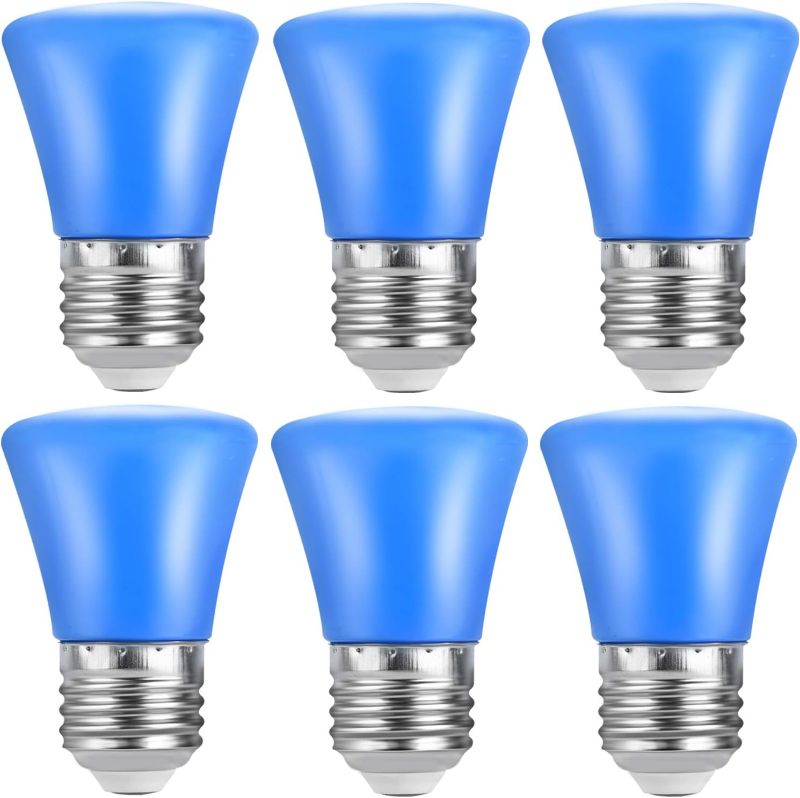 Photo 1 of 2W LED Blue Light Bulbs E26 Base S14 String Colored Light Bulb for Halloween Christmas Party Bar Decor - 6 Pack 