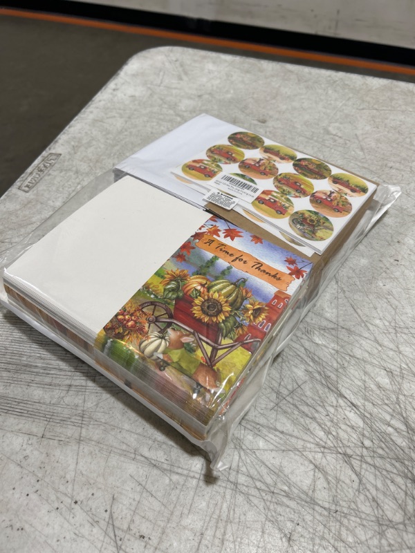 Photo 2 of 120 Sets Bulk Thanksgiving Cards with Envelopes Stickers Assortment 6 Designs Watercolor Vintage Truck Pumpkins Greeting Cards Blank Holiday Harvest Cards Give Thanks Cards 4x6 for Fall Autumn Party