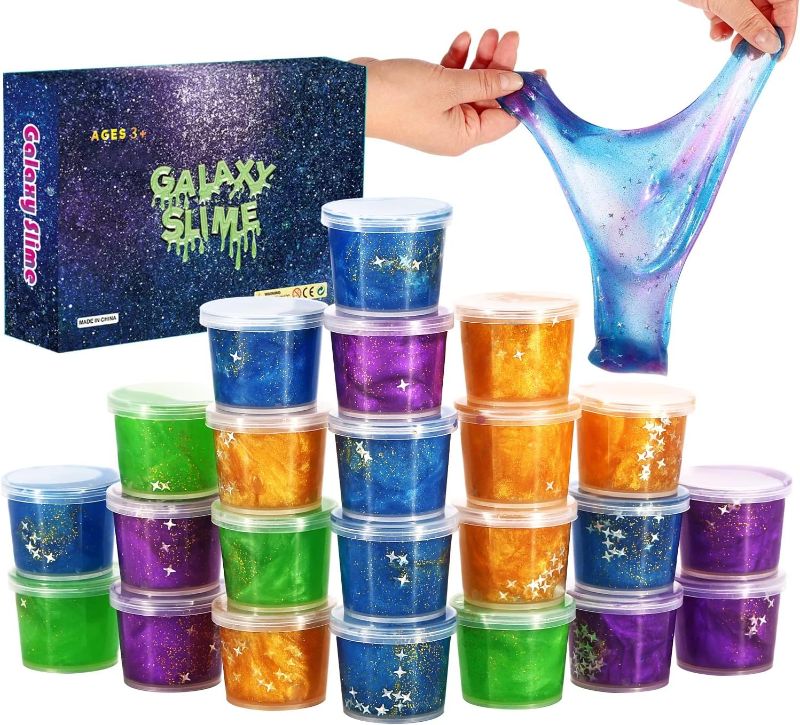 Photo 1 of 28 Packs Colorful Galaxy Slime, Stretchy & Non-Sticky,Idea Stocking Stuffers for Christmas,Party Favors for Kids, Sensory and Tactile Stimulation, Stress Relief, Educational Game, for Girls & Boys
