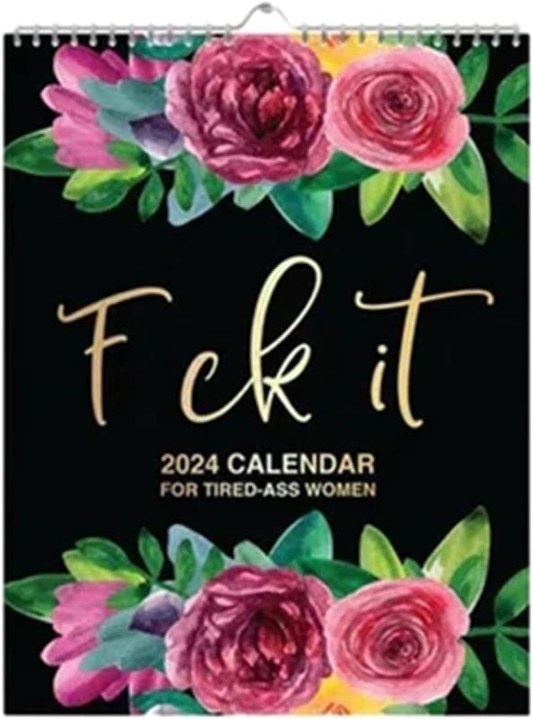 Photo 1 of 2024 Wall Calendar for Tired-Ass- Women, Fuck It Funny Novelty Monthly Calendar, Flower Calendar Memo, Handmade Home Office Hanging Calendar, Gag Gift for Halloween Christmas
