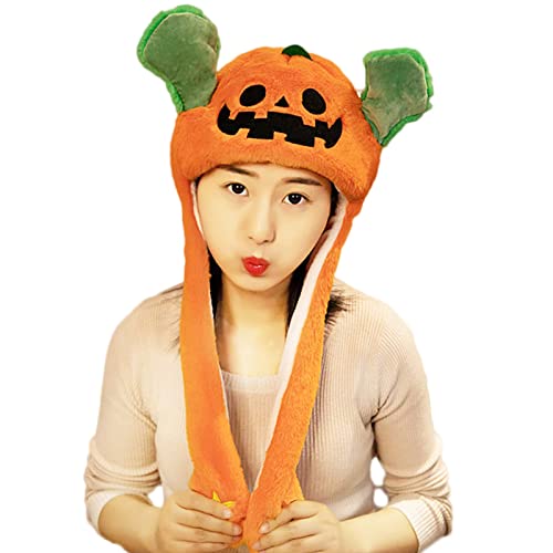 Photo 1 of Ahn'Qiraj Cute Hat With Beating Ears Plush Hats Animal Cosplay Hat Halloween, Easter, Christmas Party Dress Up Holiday Hats Pumpkin