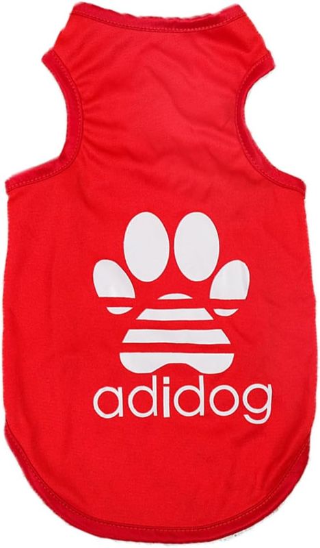 Photo 1 of ALejoN Dog Shirts with Letters Soft Pet Clothes Breathable Summer Red Vest for Small Puppy and Stretchy Cat Apparel XS
