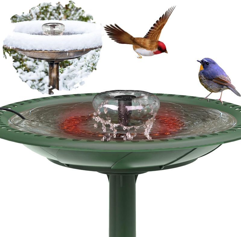 Photo 1 of **WRONG PACKAGING** AISITIN 2023 Upgrade Bird Bath Heater with Fountain Pump, with Thermostatically Controlled Birdbath Deicer, 5.9Ft Cord, Auto Shut Off Function, for Outdoors in Winter, 48W Black
