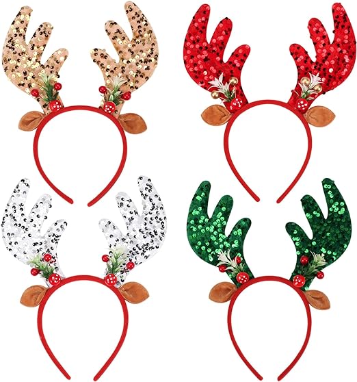 Photo 1 of Ardorchid Christmas Headbands Cute Fun Festive Holiday Elk Antlers Reindeer Hair Accessories Christmas Party Sequin Costume Xmas Decor Headwear Pphotos Booth
