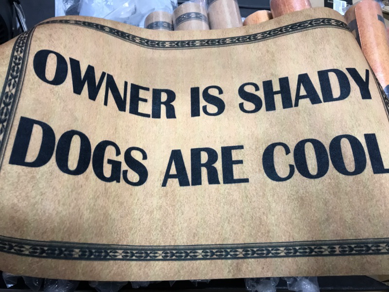 Photo 1 of Funny Welcome Rugs for Entryway Front Porch Mat Owner is Shady Dogs are Cool Doormat for Front Door Personalized Monogram Kitchen Rugs with Anti-Slip Rubber Back Novelty Gift Mat(23.7 X 15.9 in)