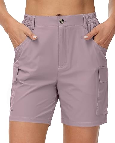 Photo 1 of Cakulo Women's Hiking Cargo Bermuda Shorts 5"/7" Quick Dry Lounge Stretch Golf Fishing Walking Shorts with Zipper Pockets Size 3XL