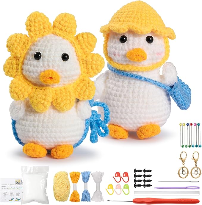 Photo 1 of YUXUEWEN Crochet Kit for Beginners, 2Pcs Crochet Animals Knitting Kit for Adults and Kids, Crochet Starter Kit with Step-by-Step Video Tutorial and Instruction
