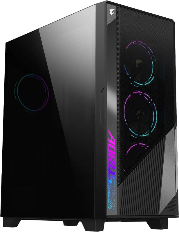 Photo 1 of GIGABYTE AORUS C500 Glass - Black Mid Tower PC Gaming Case, Tempered Glass, USB Type-C, 4X ARBG Fans Included (GB-AC500G ST)
