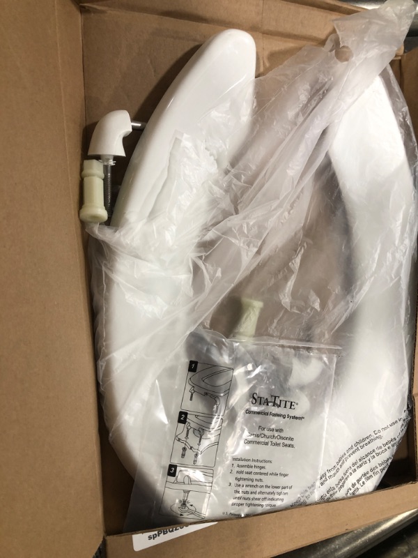 Photo 2 of BEMIS 1955CT Commercial Heavy Duty Open Front Toilet Seat will Never Loosen & Reduce Call-backs, ELONGATED, Plastic, White Elongated White