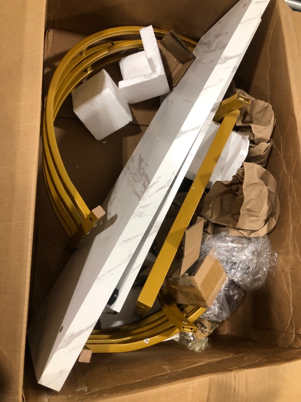 Photo 1 of YITAHOME Gold Console Table, Modern Hallway Table for Entryway, 40 inch Entryway Tables Narrow Sofa Table for Living Room, Hallway, Entryway, Faux Marble White