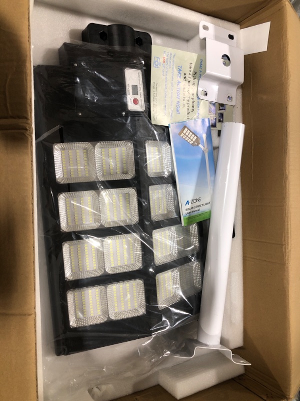 Photo 2 of A-ZONE 800W Solar Street Lights Outdoor Waterproof, 80000LM High Brightness Dusk to Dawn LED Lamp, with Motion Sensor and Remote Control, for Parking Lot, Yard, Garden, Patio, Stadium, Piazza 800W(STADIUM PLAZA ETC.)