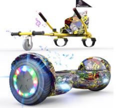 Photo 1 of EVERCROSS Hoverboard, Hoverboard for Adults, Hoverboard with Seat Attachment, 6.5" Hover Board Self Balancing Scooter with Bluetooth Speaker & LED Lights, Suit for Adults and Kids
