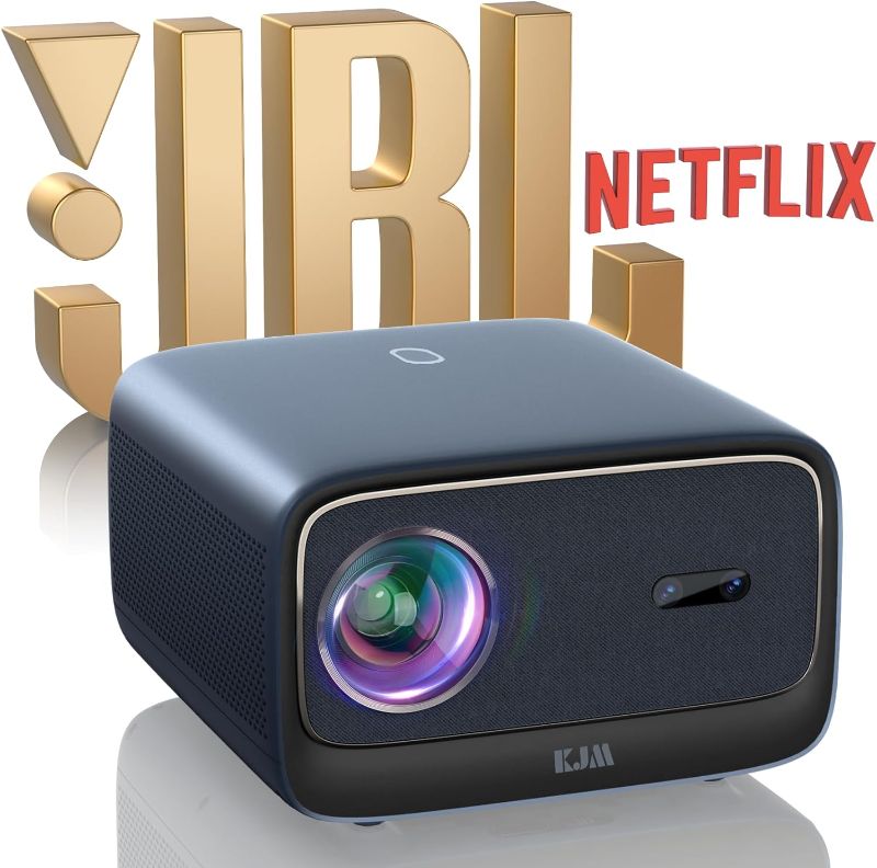 Photo 1 of KJM Projector with Netflix Officially-Licensed, 1500 ANSI Wifi Bluetooth Projector 4K Supported, Sound by JBL 24W Speakers, Dolby Audio, Auto Focus & Keystone, HDR10, Home Outdoor Movie Projector
