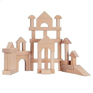 Photo 1 of Amazon Basics Solid Wood Standard Unit Building Blocks with Carry Bag - Set of 70
