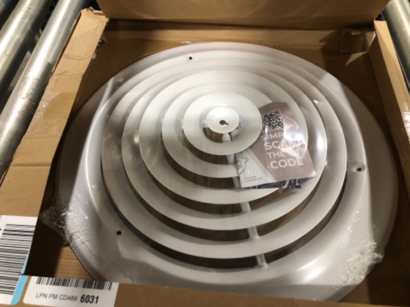 Photo 2 of 12" Round Ceiling Diffuser - Easy Air Flow - HVAC Vent Duct Cover [White] - [Outer Dimensions: 15.75"]