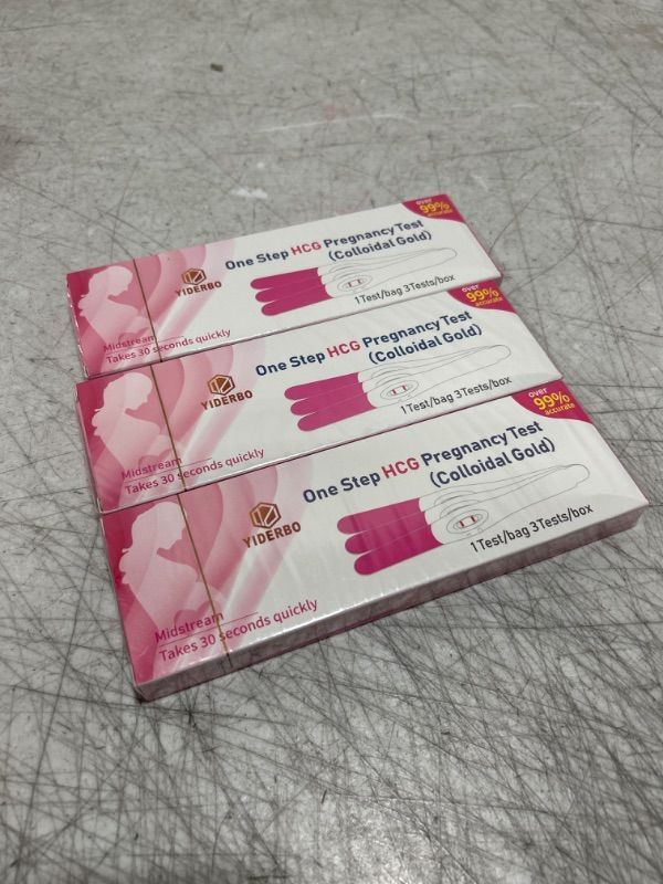 Photo 3 of 3 PACK - HCG Pregnancy Tests 1 Test/Bag 3 Tests/Box, Woman Individually Sealed Early Pregnancy Home Detection Kits
