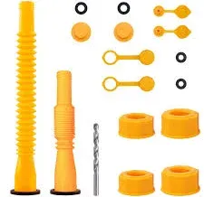 Photo 1 of 17Pcs/Kit Gas Can Spout Replacement,Gas Can Nozzle with Right Angled Inclined Funnel, 1/2/5/10 Gallon Gas Can Replacement Gas Can Vent Caps, Thick Rubber Pad, Spout Cover, Base Cap