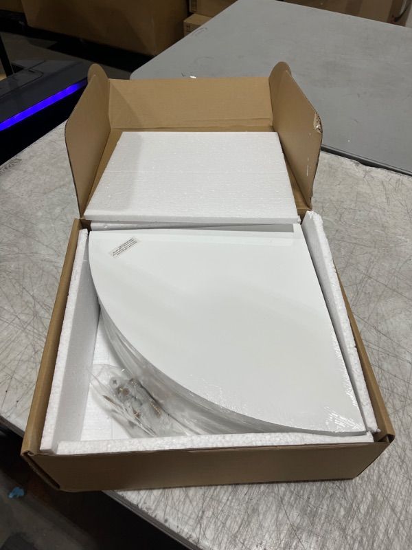 Photo 1 of Floating Corner Shelves, 2 Tier Fan-Shaped Corner Wall Shelves, Corner Shelves Wall Mounted, Corner Floating Shelves for Bedroom Kitchen Living Room Bathroom Office, 12-4/5"W x 12-4/5"D x 2" H, White