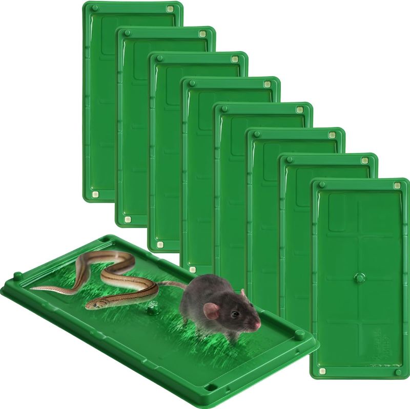 Photo 1 of 10 Pcs Glue Mouse Traps Mouse and Insect Glue Traps Plastic Mouse Sticky Traps for Mice Rats Snake Lizard Insect Spider for Indoor Home Warehouse Courtyard Kitchen (Green)