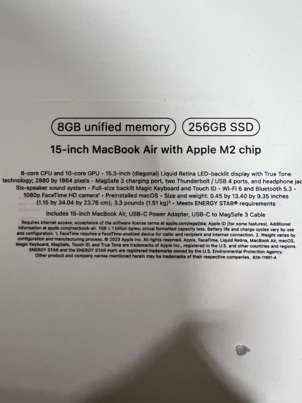 Photo 3 of Apple 2023 MacBook Air Laptop with M2 chip: 15.3-inch Liquid Retina Display, 8GB Unified Memory, 256GB SSD Storage, 1080p FaceTime HD Camera, Touch ID. Works with iPhone/iPad; Space Gray 8GB RAM Space Gray 256GB
