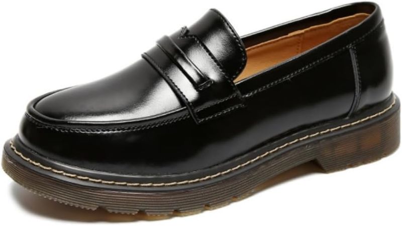 Photo 1 of BB BEROBELLO FASHION IS AN ATTITUDE Women's Cowhide Leather Penny Loafers Mori Girl JK Uniform Dress Shoes - 6.5 US