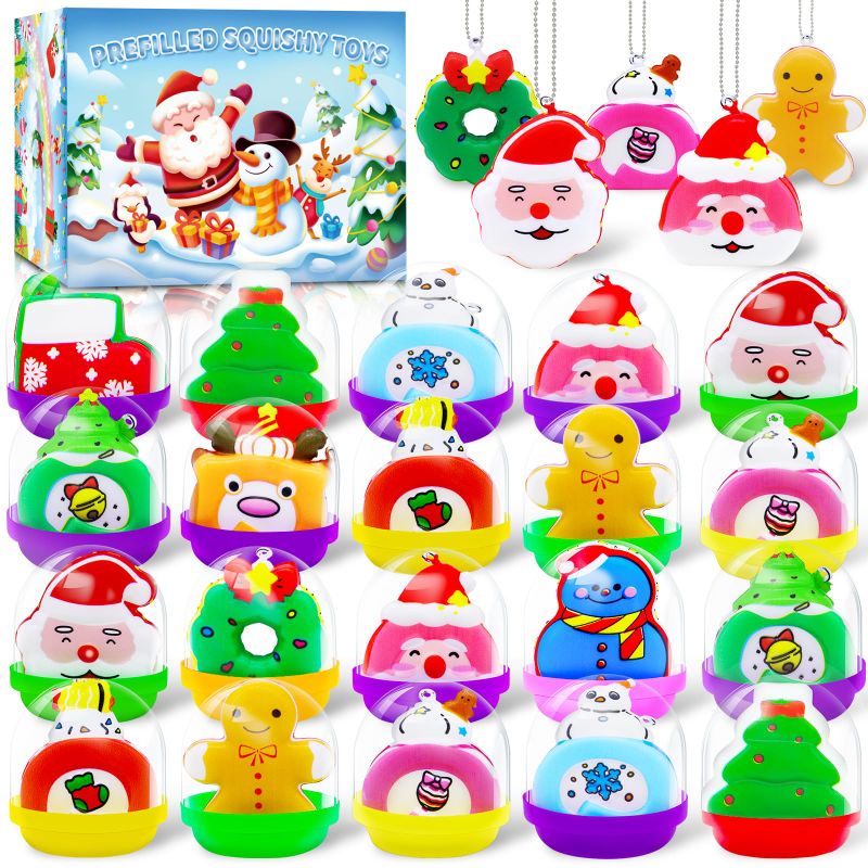 Photo 1 of 24 Pack Party Favors for Kids Filled with Christmas Slow Rising Squishy Toys, Christmas Stocking Stuffers, Treasure Box Toys Birthday Gifts Goodie Bag Stuffers, Classroom Prizes, Pinata Stuffers Christmas Squishy Toys