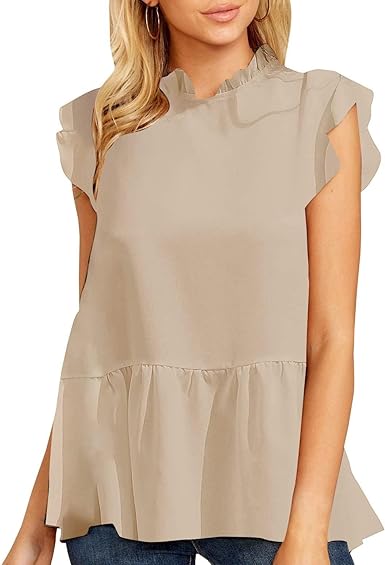 Photo 1 of Avanova Women Ruffle Sleeve Babydoll Top Loose Blouse Shirt Tunic Tops s