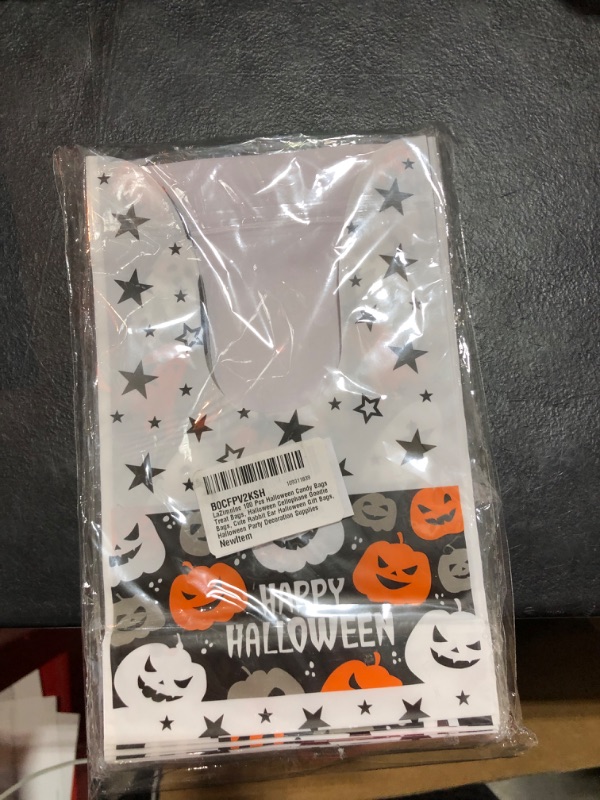 Photo 1 of 100 Pcs Halloween Candy Bags Treat Bags, Halloween Cellophane Goodie Bags, Cute Rabbit Ear Halloween Gift Bags, Halloween Party Decoration Supplies