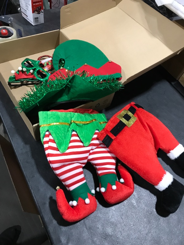 Photo 1 of  Christmas Pants Hat and Elf Pants Hats for Funny Christmas Party Crazy Hat for Adults Kids Christmas Costume Decorations Accessories Winter Holiday Party 