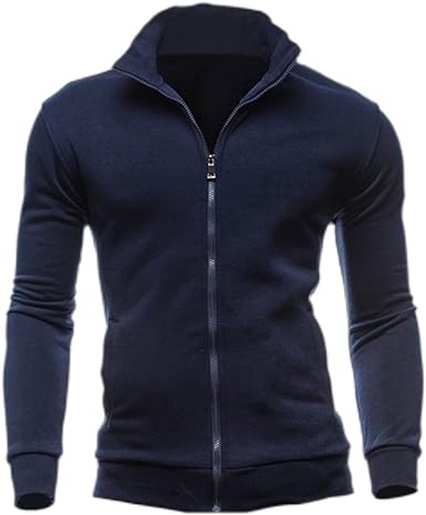 Photo 1 of Congluoki Sweaters for Men Cardigan Sweatshirt Hoodless Zip Up Jacket High Neck Lightweight Sueter Para Hombres Size S