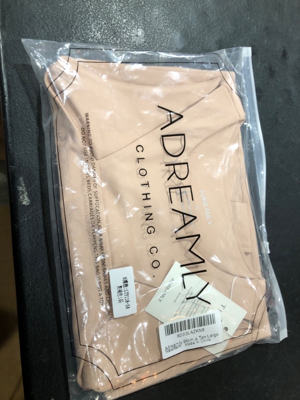 Photo 1 of Adreamly Women's Sexy Sleeveless Racer Back Asymmetrical Neck Bodysuit Tank Tops Tan Large
