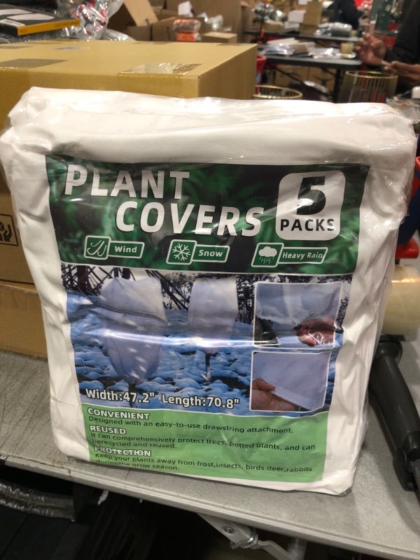 Photo 2 of 5 Packs Plant Covers Freeze Protection, 47.2" X70.8" Winter Frost Cloth, 2.2oz Reusable Frost Blankets, Tree Cover Drawstring Bags for Outdoor Fruit Potted Shrub Season Extension
